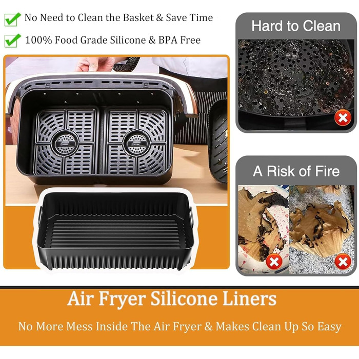 Аксесуари для Ninja Foodi Flexdrawer 10.4 л AF500DE, 3 шт. силіконова фритюрниця, аксесуари для фритюрниці Ninja AF500EU AF500EUCP AF500DE 10.4 л 2 * 5.2 л