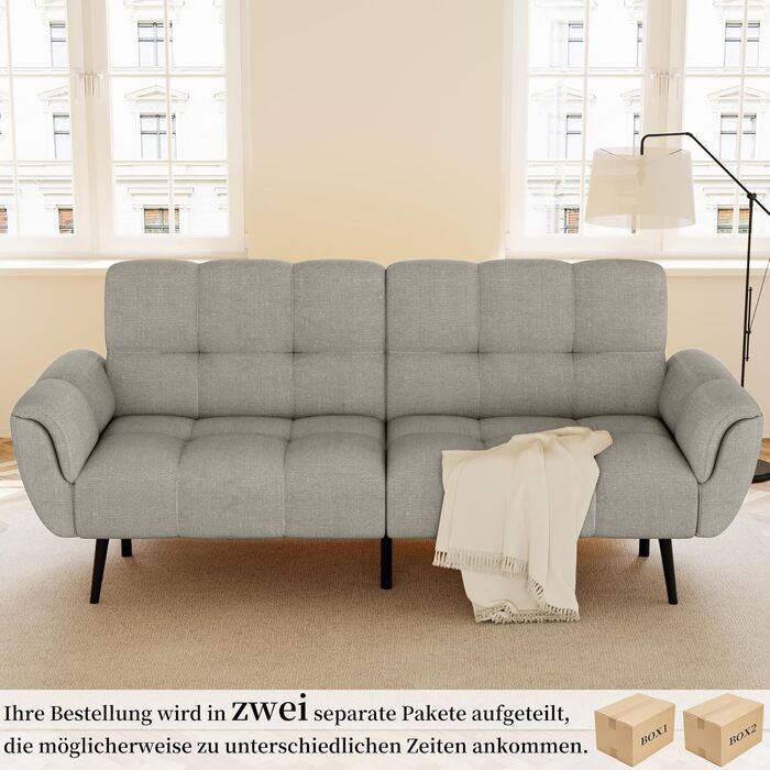 Диван JIEXI з функцією сну, 3-місний диван-ліжко, 155x85 см, зручний та підходить для вітальні, офісу, кімнати, вітальні, спальні (світло-сірий)