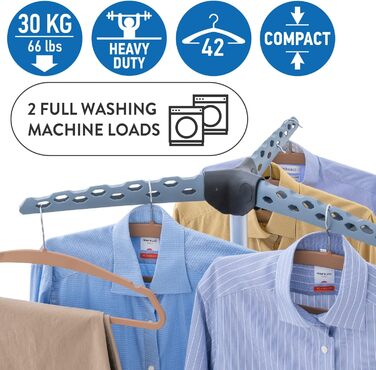 Вішалка для одягу Tatkraft Pine кінь, ротаційна сушарка для кемпінгу, нержавіюча сталь, компактна складна, сіра