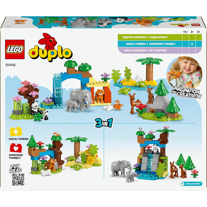 Конструктор LEGO DUPLO 10446, 3-в-1 Сім'ї Диких Тварин, 92 деталі