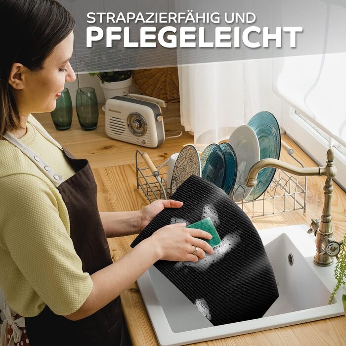 Набір з 6 килимків чорний - 44x32см - Килимки, що миються з ПВХ - Термостійкий килимок для столу - Килимок - Килимок для столу чор