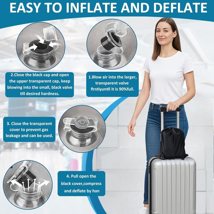 Надувна подушка для ніг Підніміть ноги для кращого кровообігу, портативна надувна подушка для ніг, маска для сну, що блокує світло, для офісу та дому (сіра)