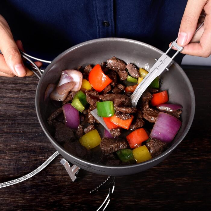 Безмежна подорож Титанова сковорода зі складною ручкою Ультралегка кемпінгова сковорода для пікніка Посуд Титанова сковорода Ti151