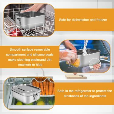 Ланчбокс Miiepls з нержавіючої сталі, 800 мл, з двома відділеннями, герметичний, екологічний та без BPA для дорослих і дітей