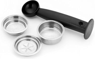 Еспресо-машина з портафільтром, насадка для піноутворення молока, 15 бар, 1,5 л, система підігріву термоблока, нержавіюча сталь 18/8, сірий одинарний, 42709 Design Espresso Pro