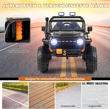 Дитячий електромобіль COSTWAY 12V з пультом дистанційного керування 2.4G, дитячий автомобіль з музикою, звуковими сигналами та пош