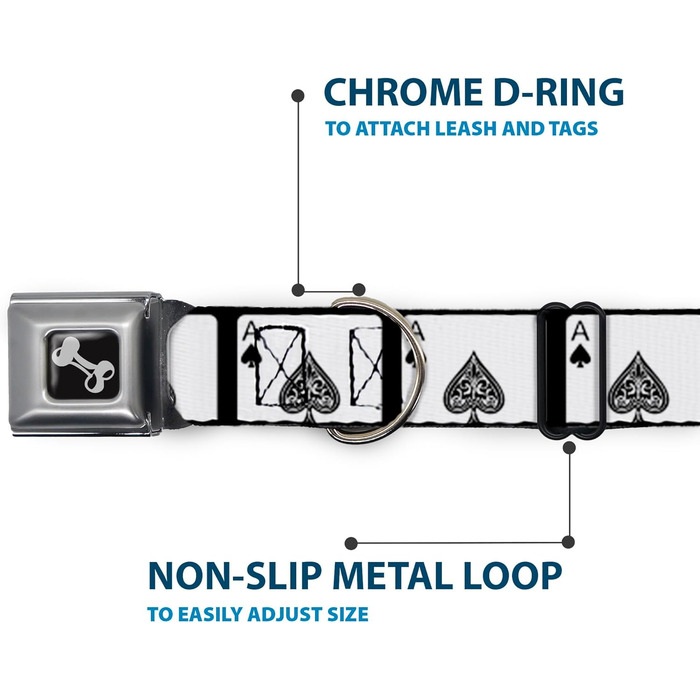 Нашийник Buckle-Down, застібка типу автомобільний ремінь, візерунок Піка, багатоколірний, ширина 2,5 см, для обхвату шиї 38-66 см, розмір L (DC-W30136-L)