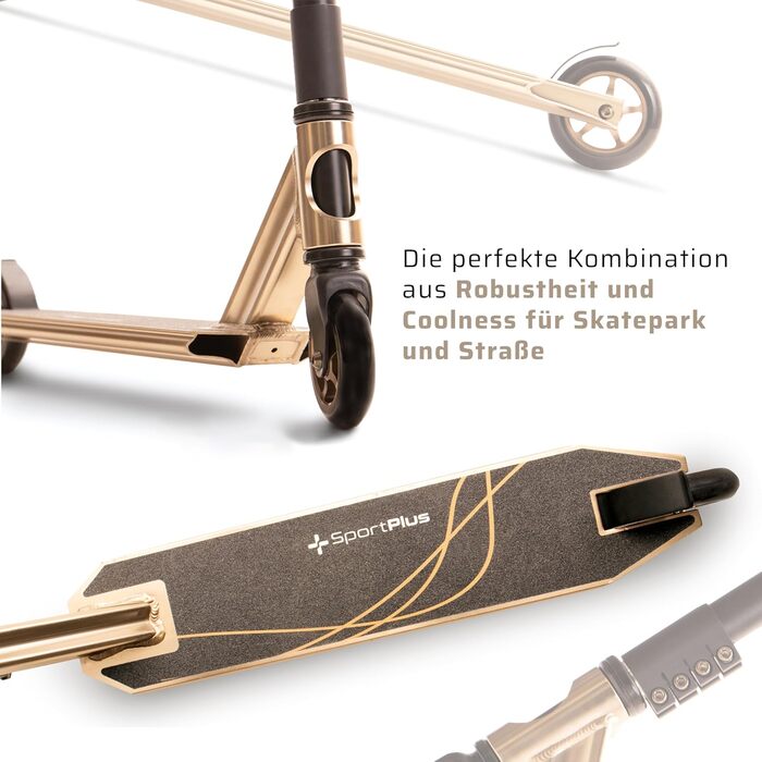 Самокат SportPlus Stunt / Freestyle Scooter Pro, рама з анодованого алюмінію, кулькові підшипники ABEC 9, 4-кратний болтовий затис