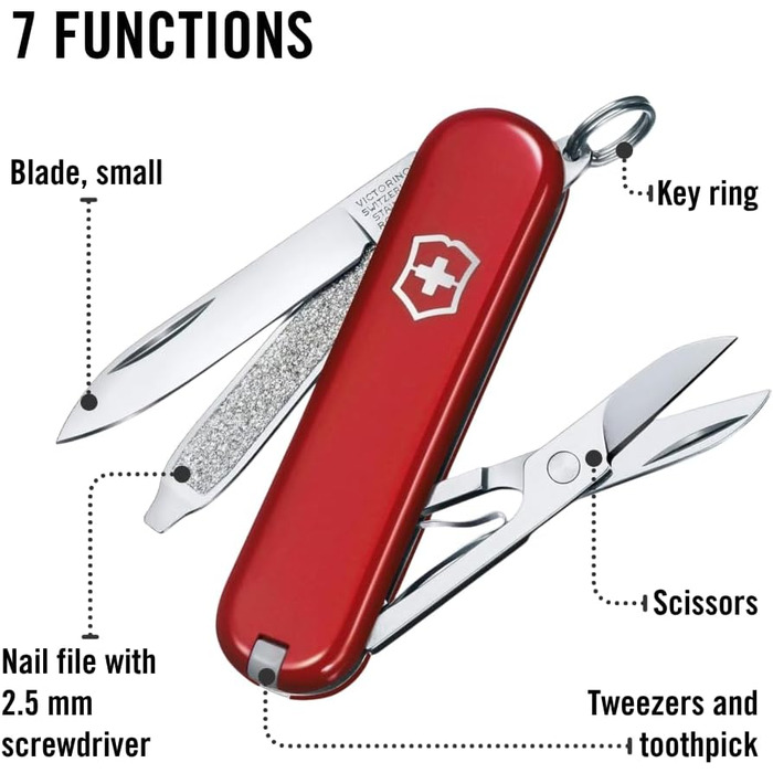 Швейцарський армійський ніж Victorinox, маленький, класичний SD, мультитул, подарунок, 7 функцій, лезо, пилочка для нігтів у стилі Icon