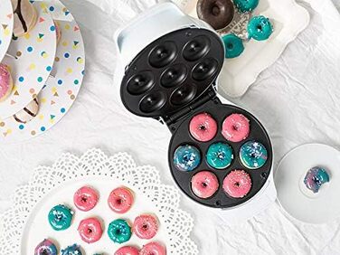 Міні-машина для пончиків Rosenstein & Shne міні-виробник пончиків, антипригарний, 1,000 Вт (машина для пончиків для дому, вафельниця для пончиків, домашнє господарство)