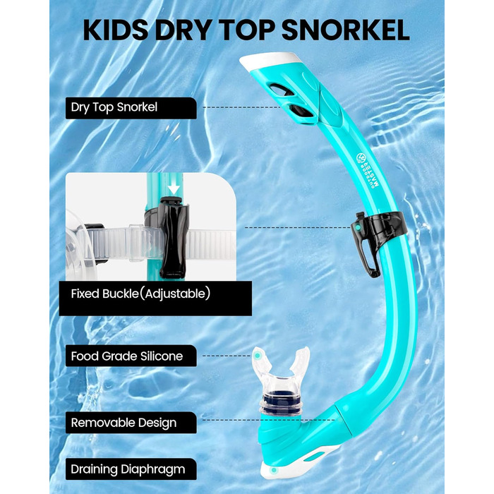 Дитячий комплект для підводного плавання OutdoorMaster Marlin, маска для дайвінгу з регульованим ремінцем та сухим верхом, маска для підводного плавання з захистом від запотівання, дитячі окуляри для плавання для хлопчиків та дівчаток, вік 4-14 років, син