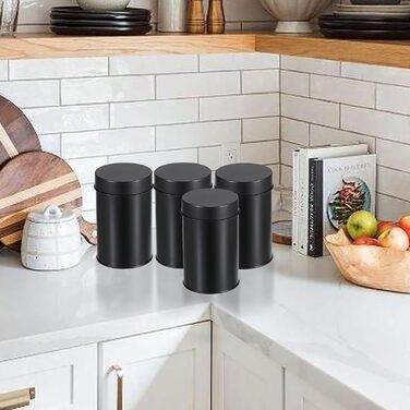 Маленьких круглих чайних банок, контейнери для зберігання розсипного чаю, чайні контейнери з герметичними подвійними кришками, чорні, коробки для зберігання спецій, трав, цукру, універсальний подарунок для любителів чаю, 12