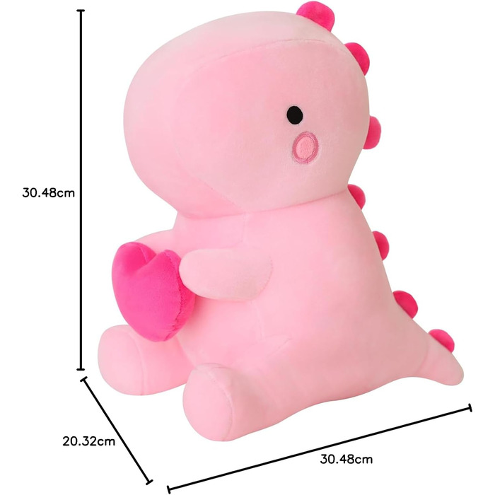 Динозавр М&39яка іграшка, люблячі м&39які плюшеві іграшки динозавра з серцем, що тримає на День святого Валентина, солодкий романтичний подарунок на річницю та день народження для її дівчаток, хлопчиків, дівчинки, рожевий 30 см, рожевий люблячий динозавр 