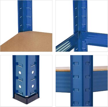 Міцний стелаж Relaxdays, ВШХ 180x60x45 см, до 500 кг, 5 полиць, для підвалу, гаража, вставний стелаж для зберігання, сталь, синій