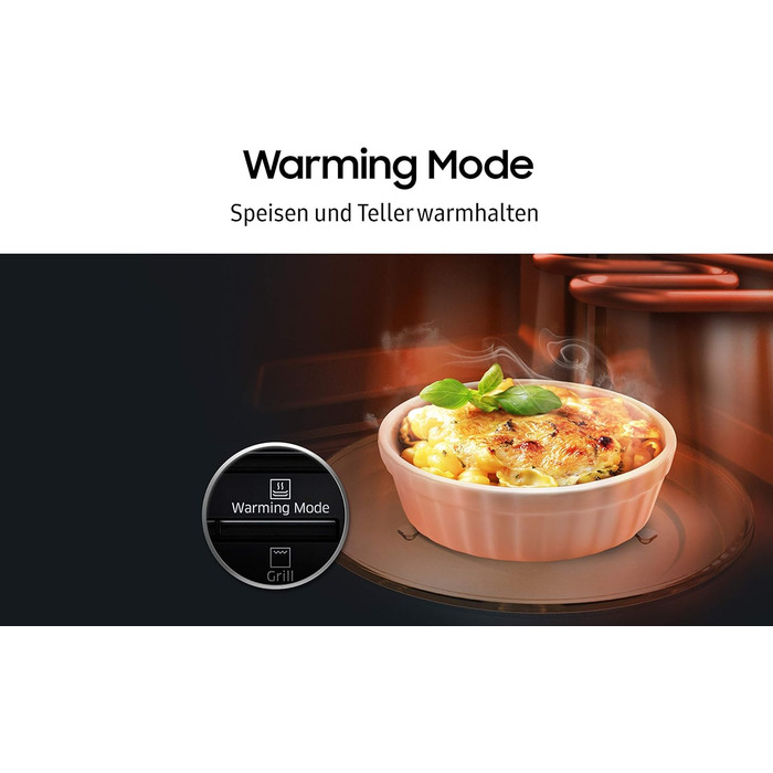 Мікрохвильова піч Samsung MG2AK3515AS/EG з грилем, 800 Вт, 23 л місце для приготування їжі, ширина 48,9 см, швидке розморожування, 27 автоматичних програм, срібло