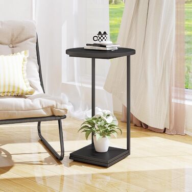 Приставний столик HDANI C, тумбочка під диван, що розсувається, приставний столик у вітальню чорного кольору 40*40*60 см