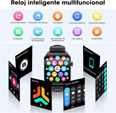 Розумний годинник для чоловіків та жінок, вигнутий HD-дисплей 1,91 дюйма, розумний годинник із Bluetooth-дзвінками, понад 100 спортивних режимів, фітнес-годинник із монітором серцевого ритму/сну/крокоміром, водонепроникний спортивний годинник IP67 для And