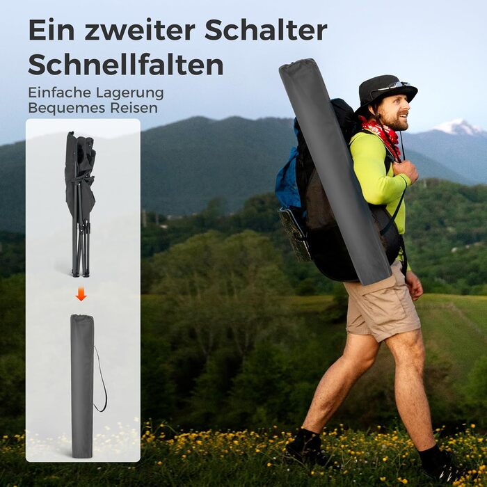 Кемпінгове крісло, 2 шт., складне крісло, кемпінгове крісло з підставками для чашок, складне крісло, кемпінгове рибальське крісло, складне з підлокітниками, вуличне крісло сірого кольору, 39S CAMP
