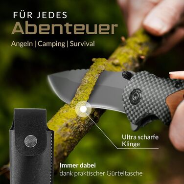 Складаний ніж BERGKVIST K19 (одноручний) з дерев'яним руків'ям та титаном для активного відпочинку та виживання - кишеньковий ніж