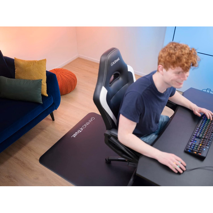 Захисний килимок для підлоги Trust Gaming GXT 715 99 x 120 см, килимок для ігрових та офісних стільців, килимок для твердих підлог, килимок для робочого стільця з міцного матеріалу чорний килимок для стільця
