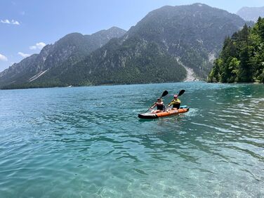 Ексклюзивний синій набір для каяків SKINHAWK 380 Надувний човен Каное 380 x 96 см Каяк на 2 особи. Набір для каяків Skinhawk 380 з алюмінієвим веслом