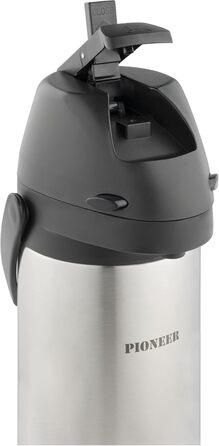 Термос Pioneer Flasks Airpot з нержавіючої сталі з важелем, пляшка для гарячої та холодної води, для чаю, кави, для конференцій, подій, 1,9 літра, сріблястий (SS19HC)