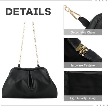 Жіноча клатч SUKUTU Плісирована сумочка Хмарка, вечірня сумочка з екошкіри, чорний колір