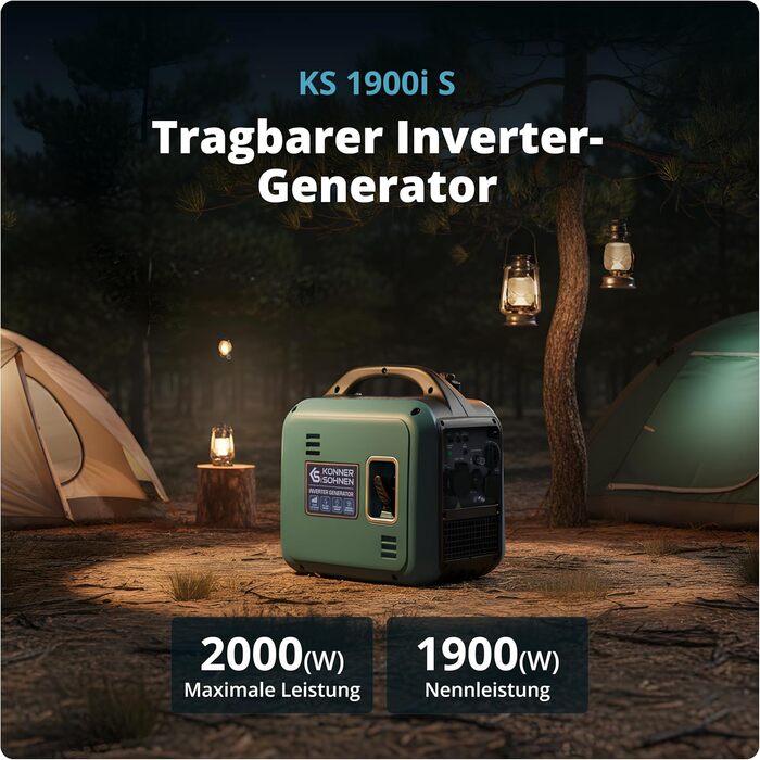 Інверторний генератор K&S Knner&Shnen KS 1900i S потужністю 2,0 кВт, Інверторний генератор зі звукоізольованим корпусом, Бензиновий аварійний генератор з мідною обмоткою, Інверторний генератор з 2 USB-виходами Blue1900 1,9 кВт