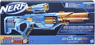 Бластер Nerf Elite 2.0 Eaglepoint RD-8, барабан на 8 дротиків, знімний телескоп і знімний ствол, з 16 дротиками Nerf і болтами, 27-метрова стрільбище, для хлопчиків і дівчаток