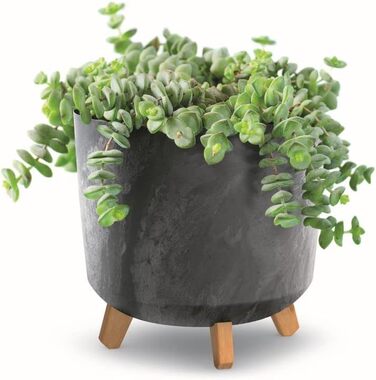 Квітковий горщик Квітковий горщик на ніжках Кашпо Gracia Slim круглий кашпо бетонного вигляду (висота 28,5 см, антрацитовий бетон)