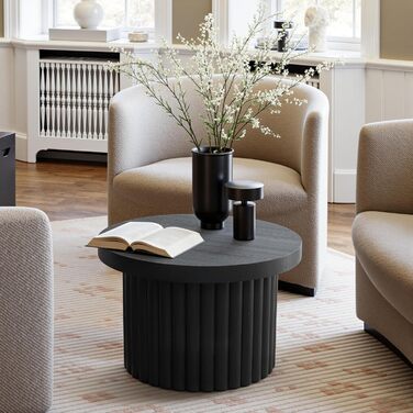 Круглий журнальний столик, сучасний дерев&39яний стіл для вітальні, журнальний столик для вітальні (чорний, Ø60 см x В40 см) Чорний Ø60 см x В40 см