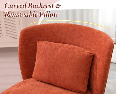 М&39яке крісло Chairus з шенілу, крісло для вітальні, без підлокітників, одномісне крісло з дерев&39яними ніжками, м&39яке крісло для спальні (помаранчеве)