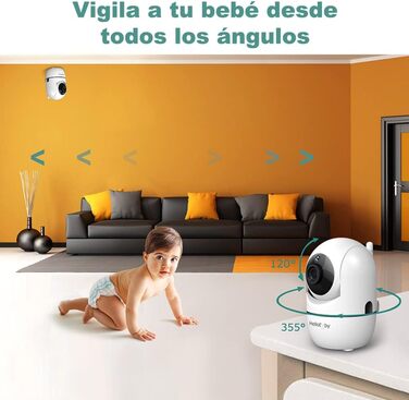 Монітор HelloBaby з камерою HB65, 3,2-дюймовий дисплей, радіоняня, кут огляду 360 градусів, дитяча камера з дистанційним керування