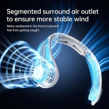 Портативний шийний вентилятор JISULIFE, підтримка шиї, особистий Hands Free, 5-швидкісне регулювання передач, 3900 мАг, які можна носити, перезаряджаються, подарунки для жінок і чоловіків - темно-сірий