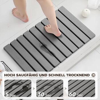 Кам&39яний килимок для ванної 60 x 40 см - Нековзний діатомовий килимок для ванної, водопоглинаючий кам&39яний килимок для ванної (сірий, 60 x 40 см)