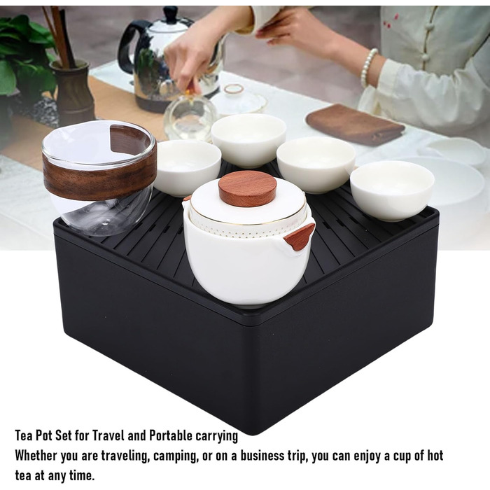 Чайний набір Luocute в китайському стилі кунг-фу, портативна керамічна чайничка та чашки з сумкою для подорожей, для дому, офісу, подарунок для активного відпочинку