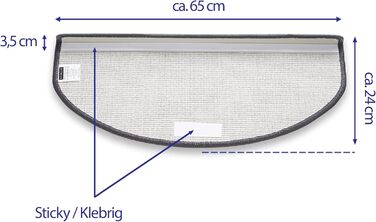 Нековзні сходинки Brielle 65x24 x3,5 см - Самоклеючі килимові сходинки - Легкі у догляді напівкруглі сходинки - Антрацит - Напівкруглі - Ізоляція від ударного шуму 20 dp - 15 шт.