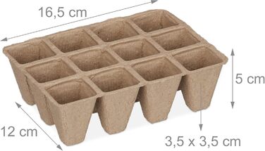 Біорозкладні горщики для розсади, квадратні горщики для рослин, целюлоза, висота 5 см, бежевий 10, 2040 x