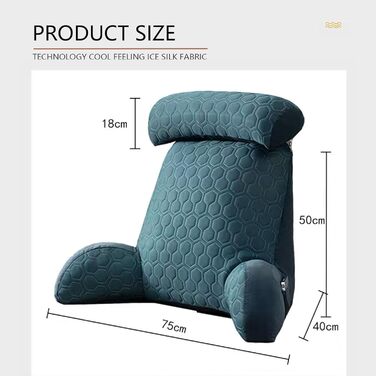 Надзвичайно велика подушка для читання з підлокітниками/підтримкою шиї. Ергономічна подушка для спинки ліжок з чохлами, які можна прати. Функціональна спинка ліжка для гри, читання, відпочинку та перегляду телевізора. Темно-сіра. 75 x 40 x 58 см (з підгол