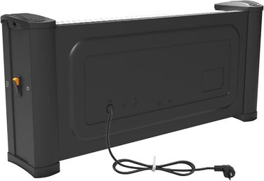 Інфрачервоний обігрівач ICQN, для приміщень площею до 9 м, 900 Вт, IP20, електричний обігрівач, кабель 135 см, обігрівач для офісу або дому, інфрачервоний обігрівач, IQ.0900.APW 54,5 x 28 x 17,2 см, чорний