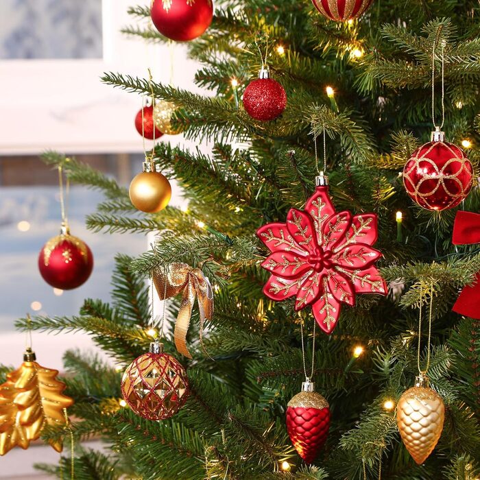 Набір різдвяних прикрас 106 шт рубіново-червоного та золоті SHareconn