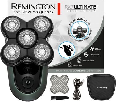 Чоловіча електрична бритва для лисої голови Remington функція Turbo Boost Літій-іонна бритва (5 бритвених головок, гладке гоління макс. 0,2 мм, камера для збору волосся, тример для деталей, водонепроникність) Бритва XR1600