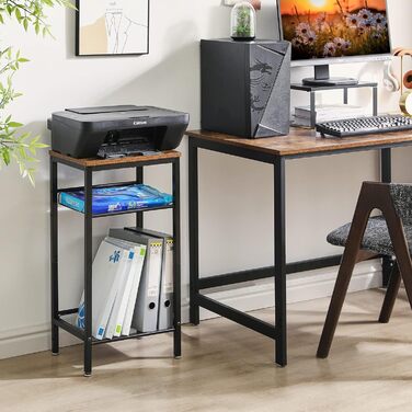 Журнальний столик YMYNY, тумбочка з регульованими полицями та ніжками, телефонний столик, столик для дивана з дерева, металевий каркас, індустріальний стиль, для вітальні, спальні, офісу, рустикальний коричневий HST005H 1-елементний рустикальний коричневи