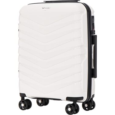 Валіза Wings з твердим корпусом - велика дорожня валіза та візок - надлегка валіза на колесах - ручна поклажа - валіза з замком - маленький візок для літака, біла, 56x421,5 см