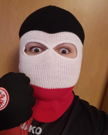 Шапка/Балаклава PGWEAR Troublemaker Чорно-біло-червона Шапка-маска Балаклава Ультрас Лижні Хулігани