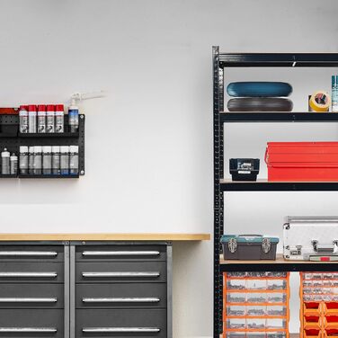 Міцний стелаж Relaxdays 2 шт., вантажопідйомність 875 кг, 5 полиць МДФ, вставний, для підвалу, для гаража, сталь, розміри В/Ш 180 x 90 x 40 см, чорний