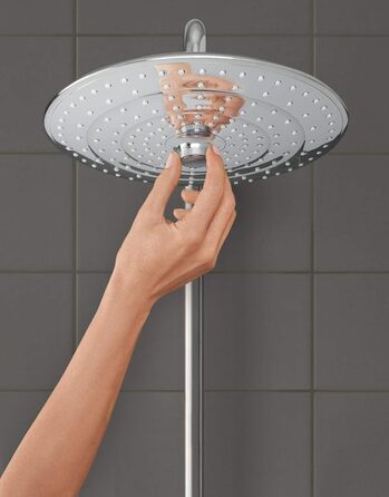 Душовий набір GROHE Vitalio Joy 260 без змішувача, економний (8 л/хв), з верхнім душем (3 режими струменя) та штангою 74 см, хром, 27421002, Ø 260 мм