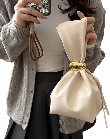 Жіноча сумочка із золотою сережкою, маленький вечірній клатч зі штучної шкіри, гаманець, браслет, бежевий