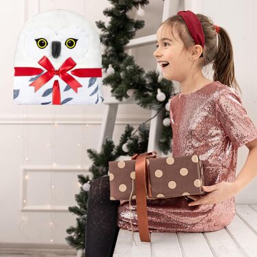 Портативна ковдра з капюшоном, ковдра з капюшоном у формі білої сови для дорослих, накидка з рукавичками, суперм&39який фланелевий подарунок у формі сови для жінок, дорослих та дітей, біла сова для дітей