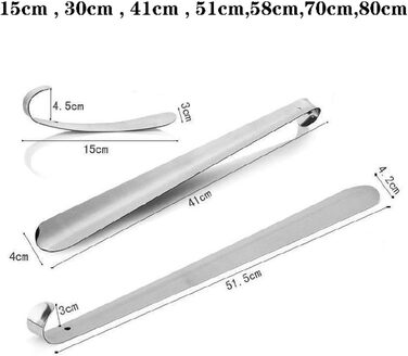Ріжок для взуття з нержавіючої сталі SPXTOM з довгою ручкою, 6-31 дюйм, легкий ріжок для взуття як помічник для літніх людей, чоловіків, жінок, дітей або дорослих (30 см)